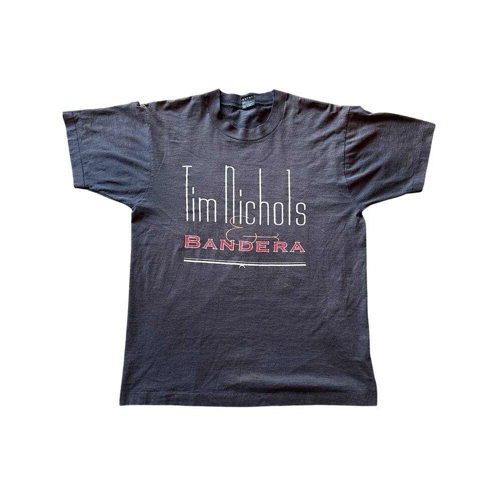 Vintage Tim Nichols & Bandera USA Made Single Stitched L Black Smoked Fader